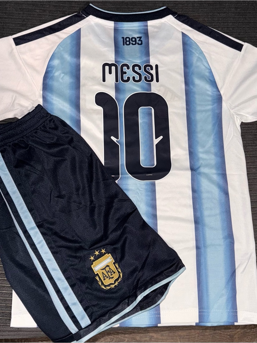 KIDS adidas White & Light Blue Argentina Soccer Set with Navy Shorts - Picture 2 of 6